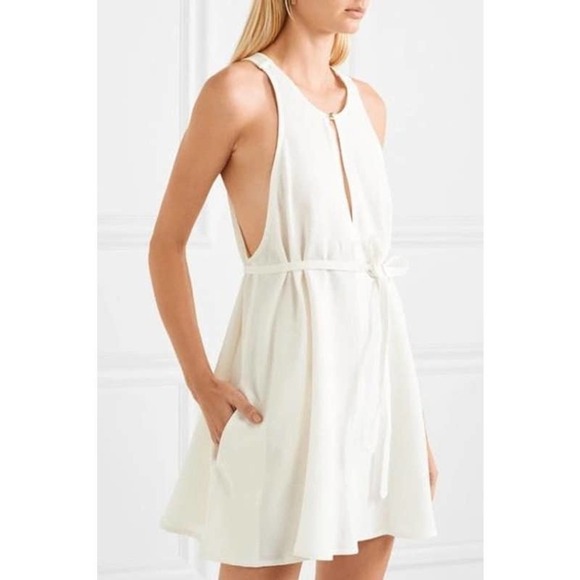 Le Kasha Rosetta Linen Mini Dress in Cream Size Small - Picture 3 of 12